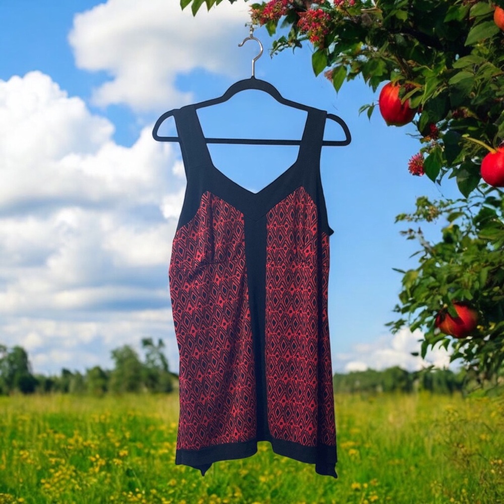 Initiatives Red and Black Sleeveless Top